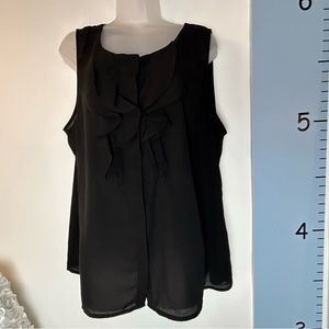 Kenneth Cole Reaction Black‎ Ruffle Sleeveless Blouse XXL Whimsigoth Sheer